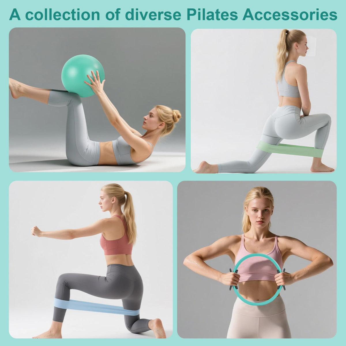 VIJLXI Pilates Kit, Home Pilates Equipment with Pilates Ring, Ball & 4 Resistance Bands, Core Strength Training for Flexibility & Muscle Toning