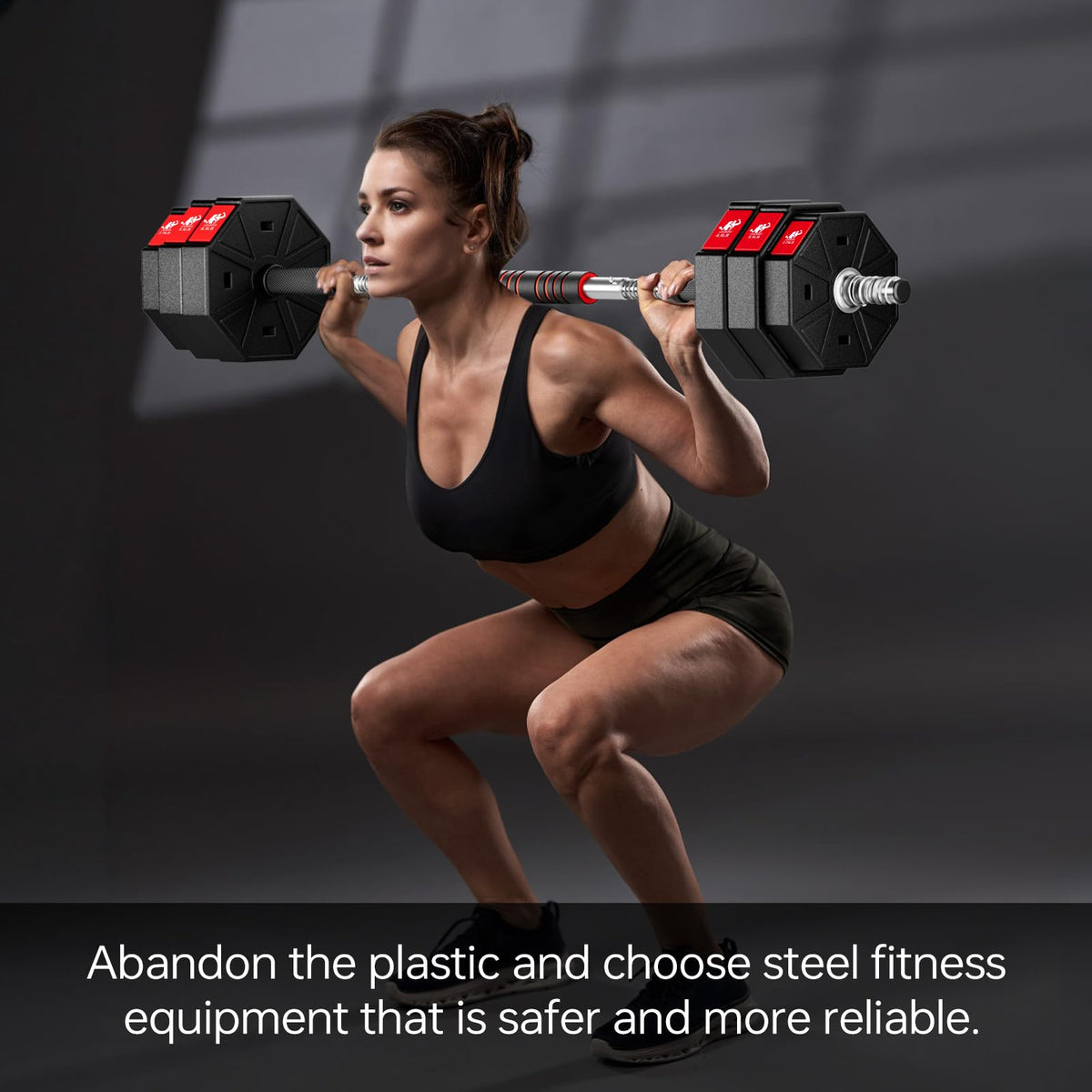 Adjustable Dumbbell Handle/Straight Barbell/Arm Blaster for 1" Cast Iron Weight Plates with Collars Loadable Dumbbells (Barbell Connector)