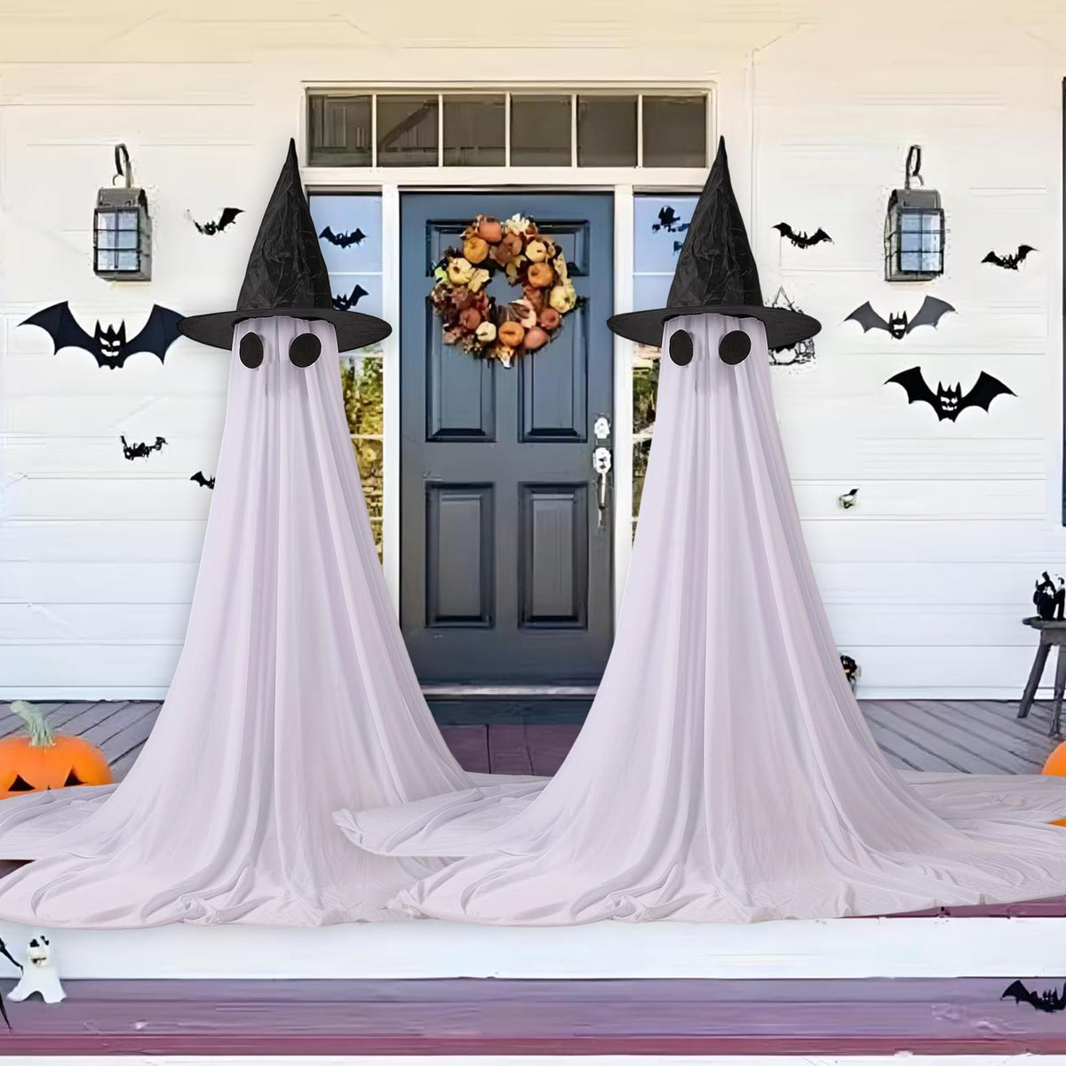 2Packs Halloween Decorations Outdoor,Halloweens Party Decoration Indoor,Spooky Ghost with Remote Control String Lights,Halloween-Ghost Lights for Porches Yards Gardens Lawn (Ghost Pet)