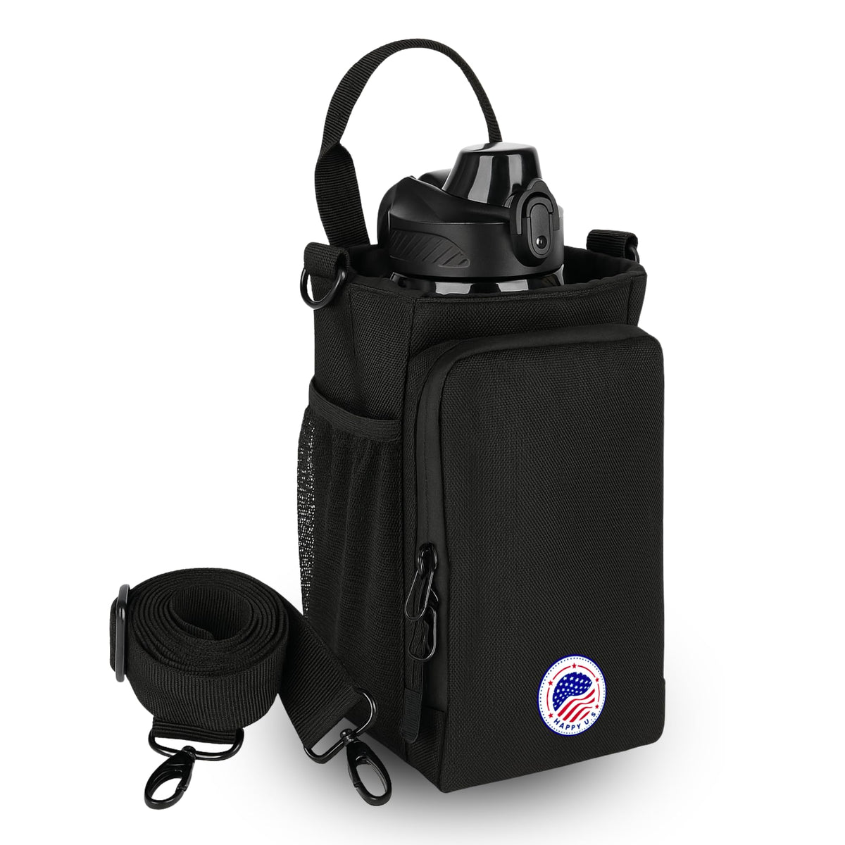 Happy U.S Magnetic Gym Bag - Water Bottle Holder with Strap for Men and Women - Magnetic Sling Carrier with Phone Pocket and SBS Zipper - Fits 40oz Bottles