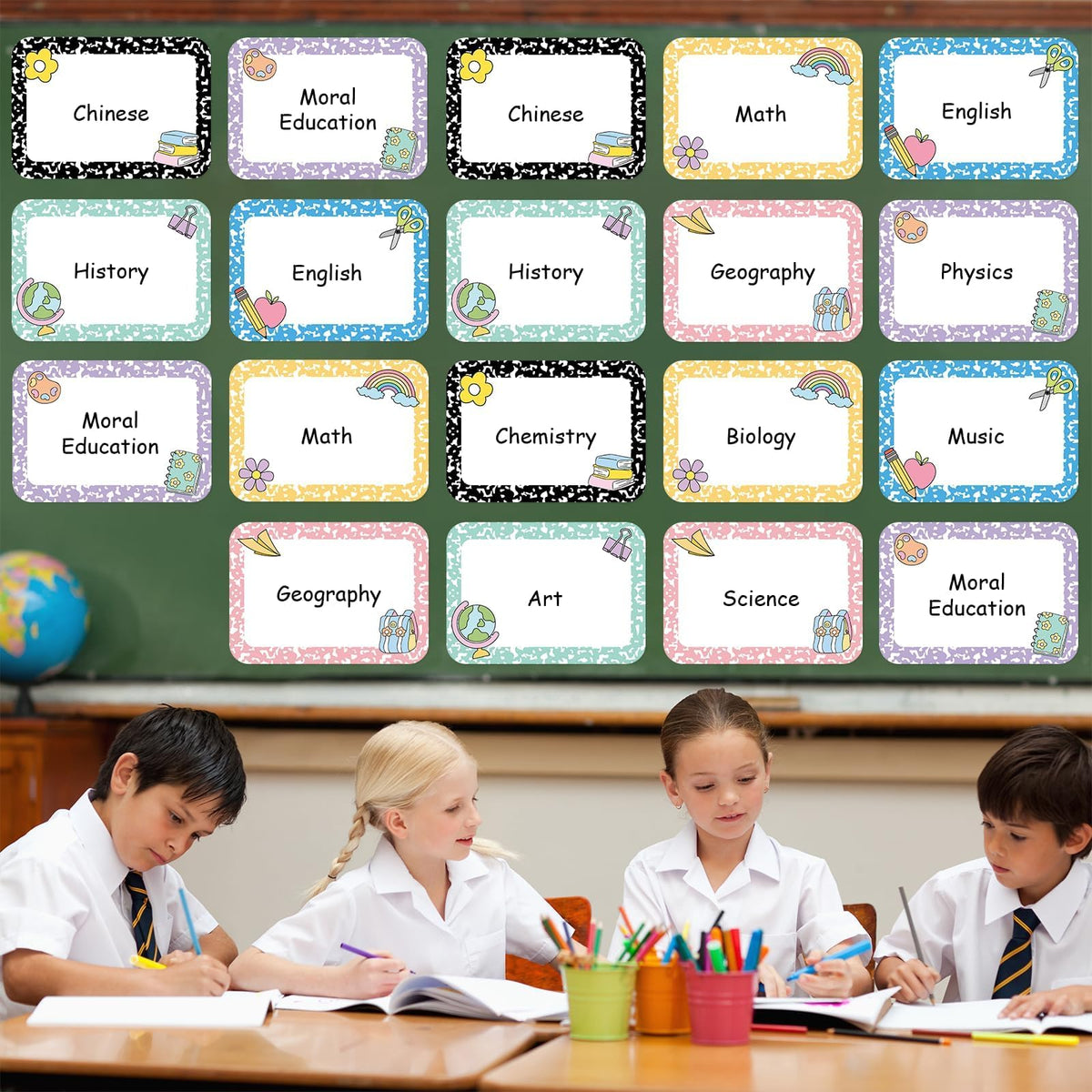12Pcs Magnetic Write Wipe Organization Chart Dry Erase Objectives Learning Magnets Composition Notebook Colorful Back to School Classroom Goals Targets for Whiteboard Teaching Supplies