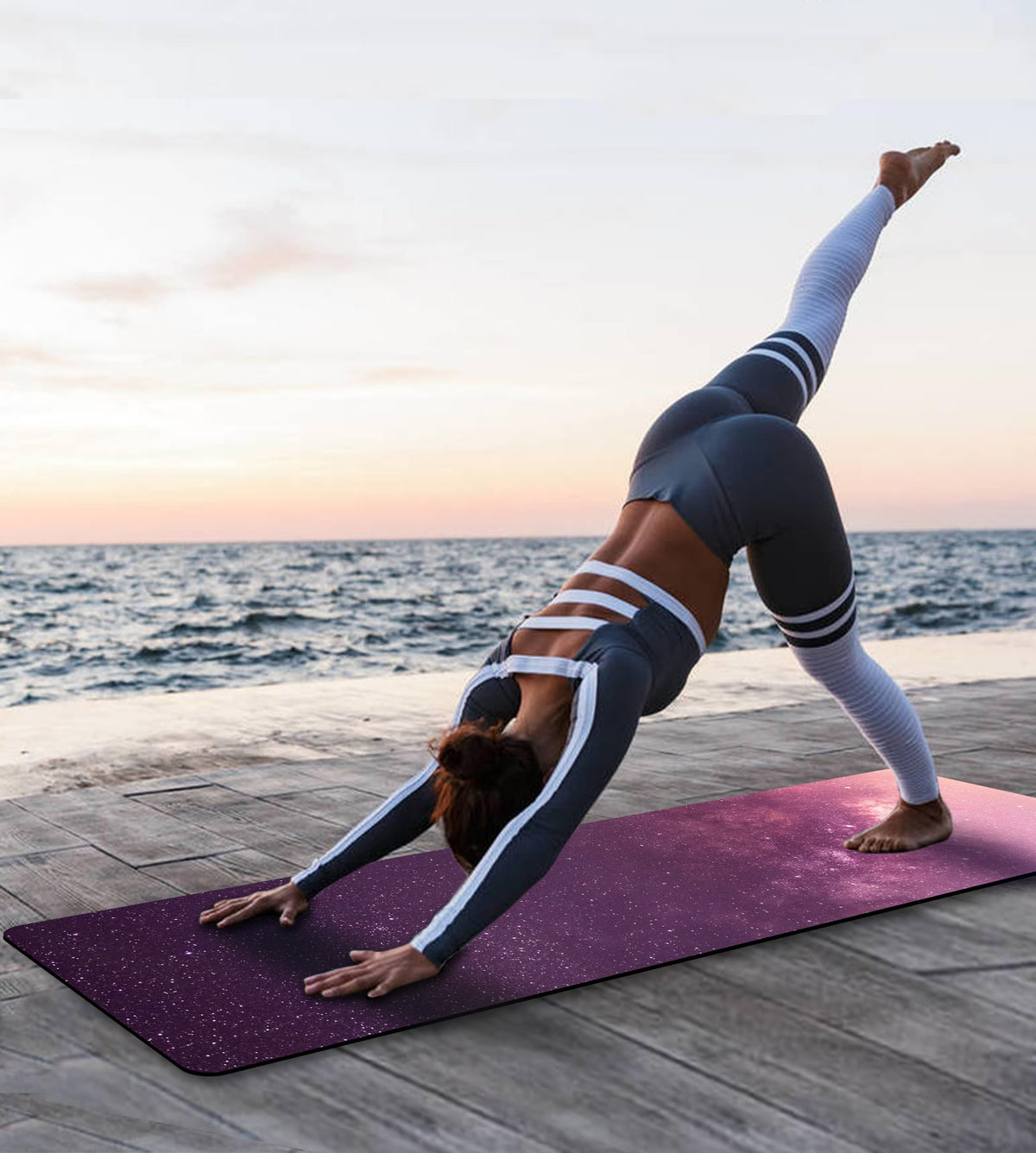 Knsbk Non Slip Yoga Mat TPE Workout Mat for Men Women, Thick Workout Mat with Carrying Strap, Fitness Mats for Exercise, Yoga, Fitness, Pilates, Floor Workouts (72" x 24" x 6mm)