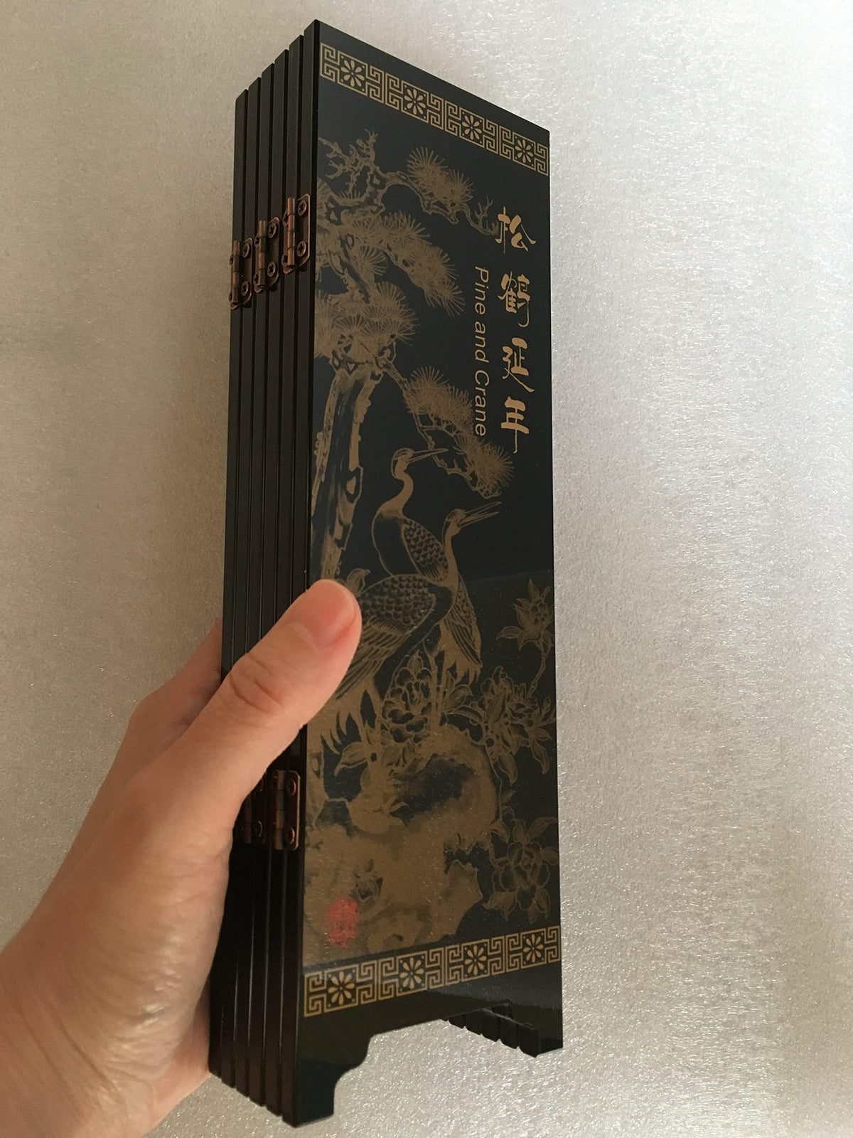 APERFECT Decorations for The Home, 6 Panel Divider, Mini Folding Screen, Chinese Lacquerware, Mini Desktop Folding Screen, Feng Shui Ornaments, Oriental Gift, Business Gift