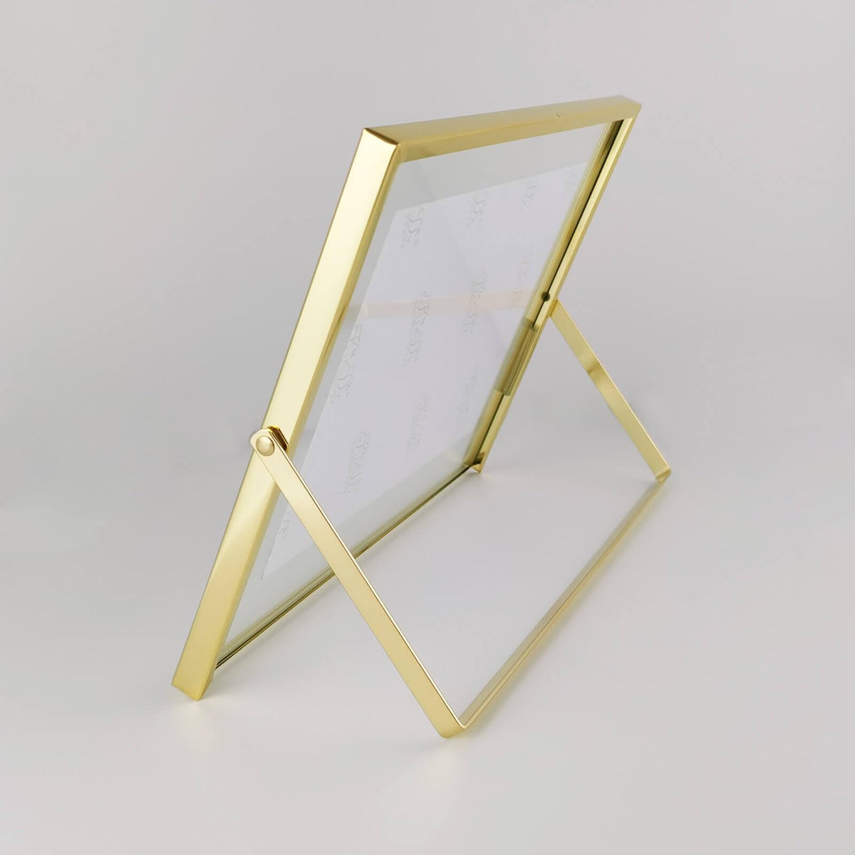 CROXXID 5x7 Floating Picture Frames Set of 2, Made of Metal and Double Real Glass, for Photo Size up to 7x9, Tabletop Display Home or Wedding Decoration (Horizontal Gold)