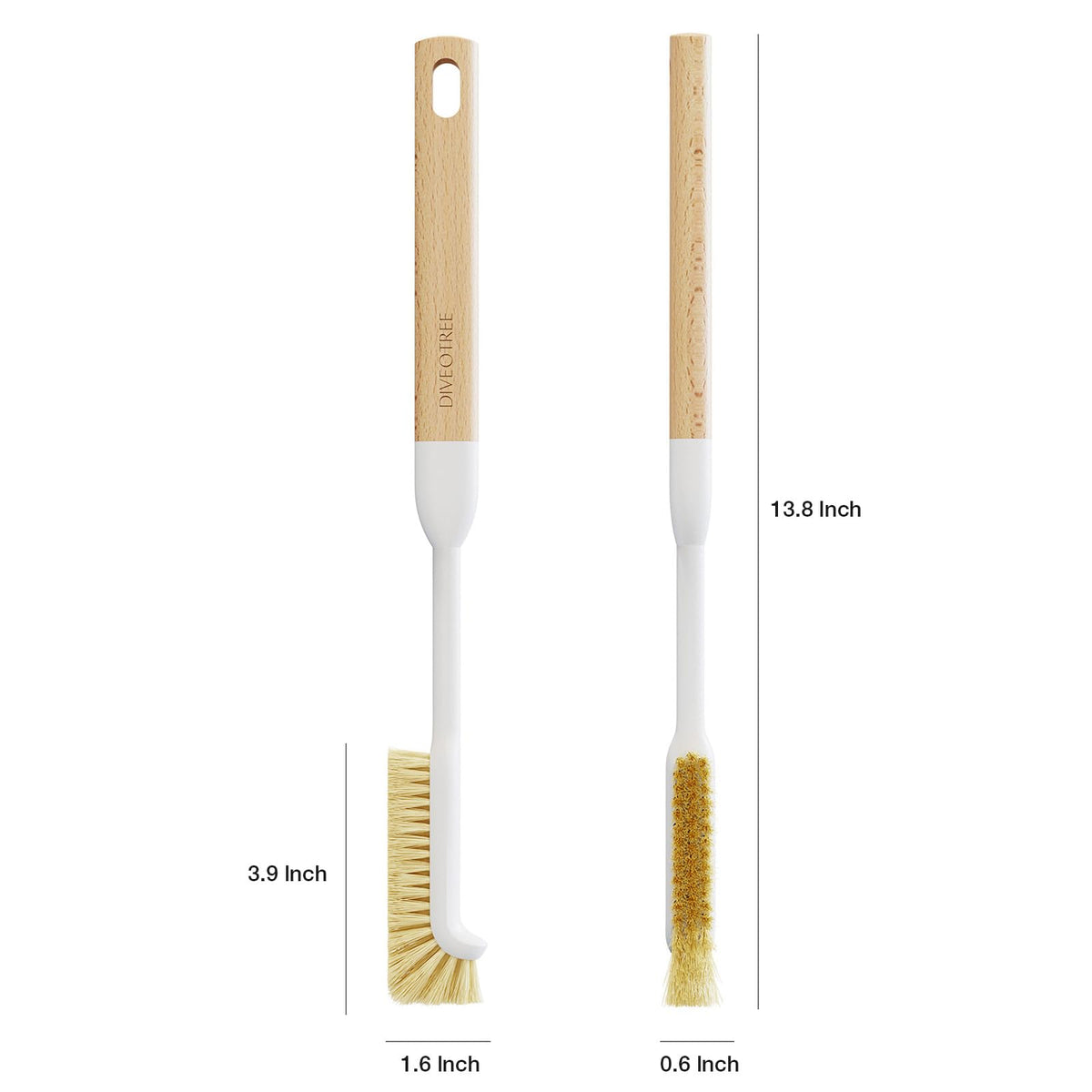 Cleaning Brush, Diveotree Hard Bristle Brush for Deep Cleaning Grout, Sink, Cup, Teapot, Bottle, Blender, Multi-Purpose Brush wih Long Handle for Kitchen (White)