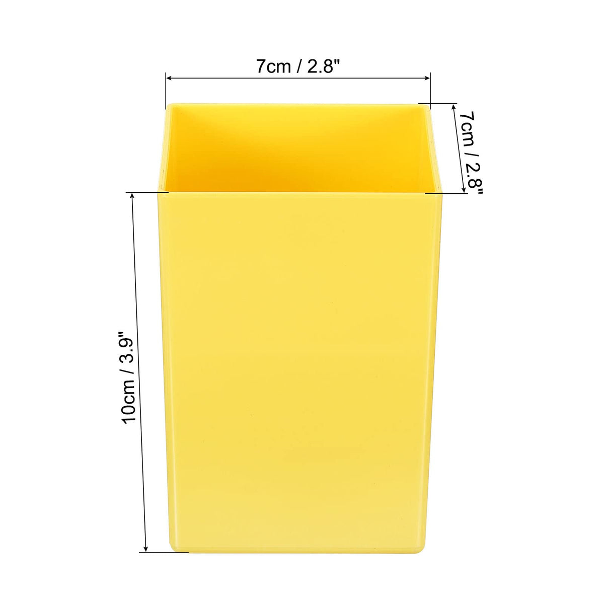 PATIKIL Pencil Holder, 2 Pack Plastic Pen Makeup Brush Holder Cup Storage Square Desktop Organizer Stationery Caddy for Home Office, Yellow