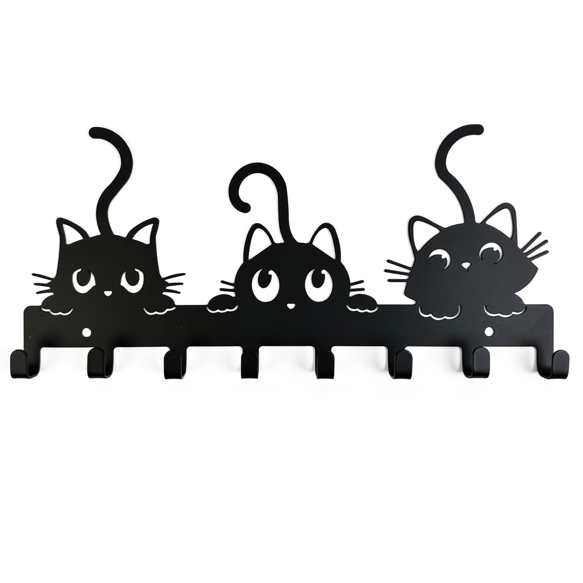 YXE Key Holder Wall Mount, Metal 8 Hooks, Keys Organizer Rack for Doorway ，Decoration and Functional Items for Home ，Housewarming Gifts (Cats Theme)