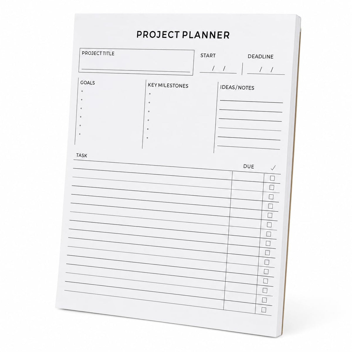 Fynora Project Planner Notepad, 8.5 x 11 Inch Tear-Off Project Planning Pad, 60 Sheets, Single-Sided Task Tracker with Goals, Milestones, Notes and Due Dates for Office, Work and School
