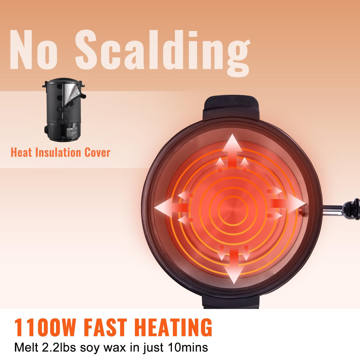 VEVOR 10Lbs Wax Melter for Candle Making, Large Electric Wax Melting Pot Easy Pour Spout, 9-Level Temperature Control, Easy Clean for Candle Soap Cream Beauty Bulk Production Business