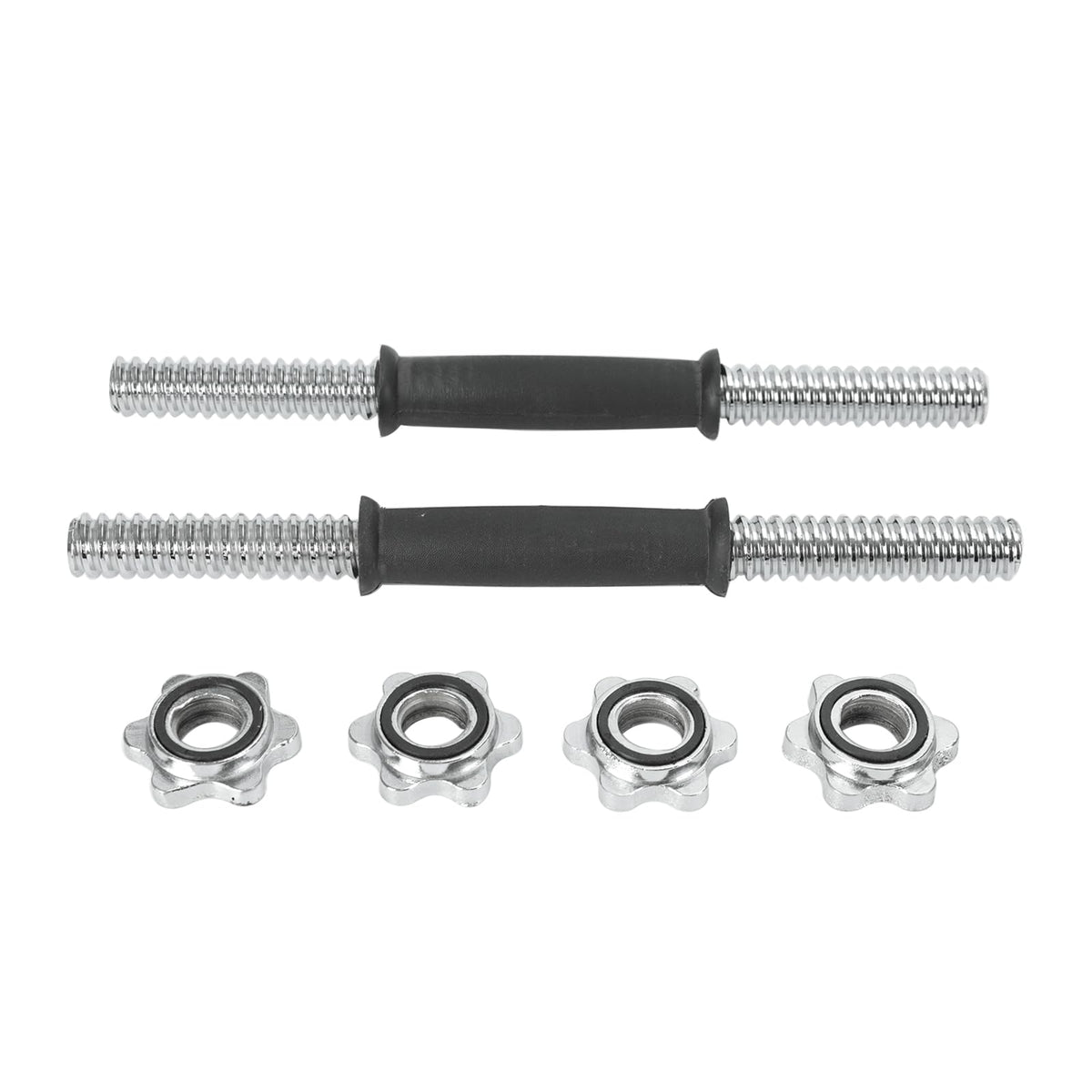 Threaded Dumbbell Rubber/Chrome Handles, Adjustable Dumbbell Bar Handles for Gym Workouts, Exercise, Weightlifting - Fit 1 inch Standard Weight Plate,Sold in Pair