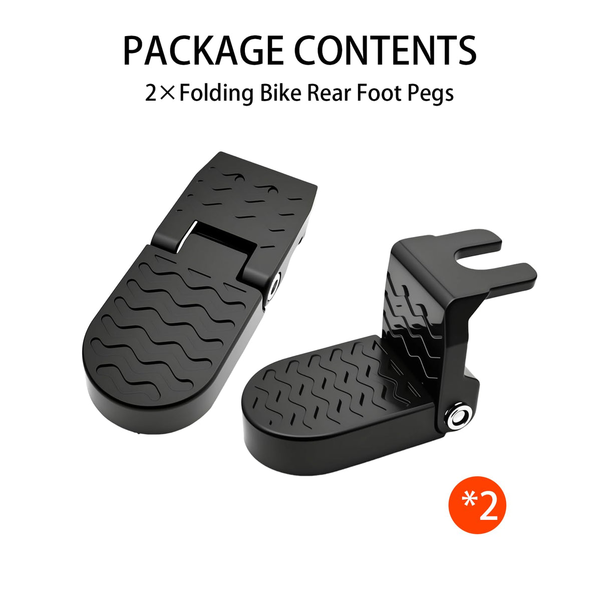 Heran Aluminum Alloy Folding Bike Rear Pedals, 2Pcs, Black, Rear, Compatible with 15mm U-Slot Axle Bikes