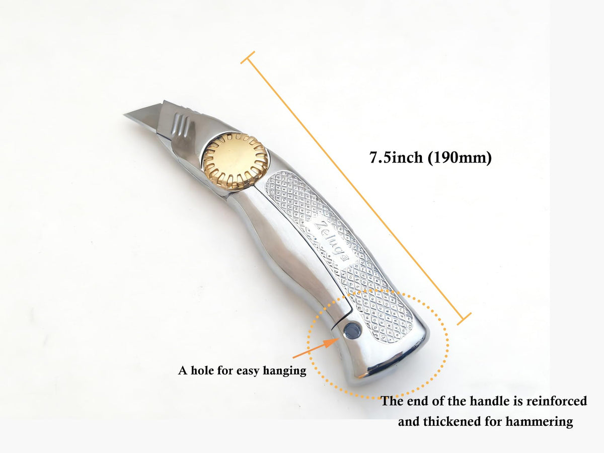 Zeluga 19-524 Fixed Blade Utility Knife with Die Cast Aluminium Housing, Quick Blade Change, 10 Blades Included