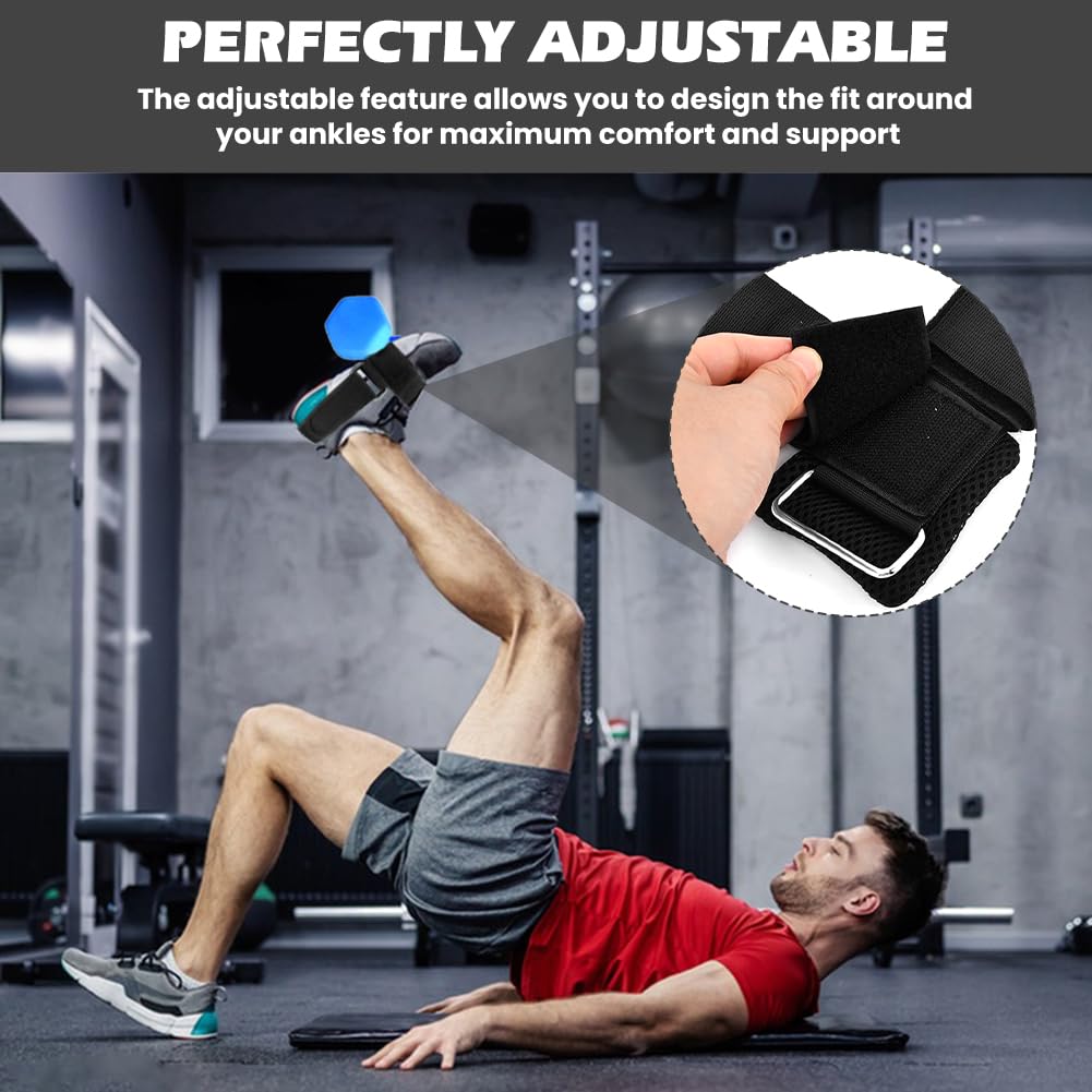 Olnverath Dumbbell Foot Attachment for Leg Workout, Tibialis Trainer, Extension Monkey Foot Dumbbell Attachment Straps for Fitness Training, Leg Extensions, Hamstring Curls(Black)