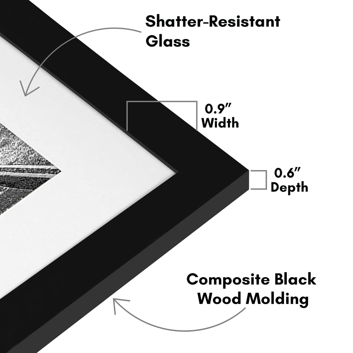 Americanflat 11x14 Picture Frame with Shatter-Resistant Glass - Use as 8x10 Frame with Mat or Display 11x14 Photo Without Mat - Signature Collection - Picture Frames for Wall Display - Black