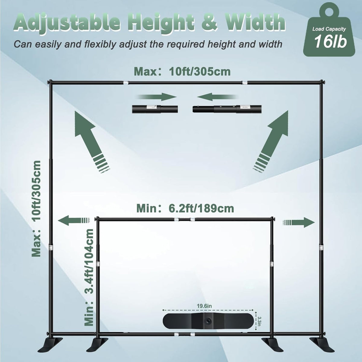 GLOSHOOTING Banner Stand Backdrop, 10 x 10 Ft Heavy Duty Back Drop Adjustable Step and Repeat Background Frame for Parties Photography Photo Booth Wedding Trade Show Exhibition with Carrying Case