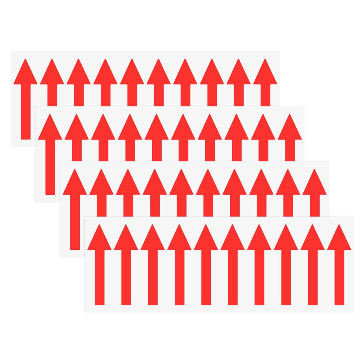 M METERXITY 4-Pack Arrow Sticker, 2 x 1 Inch/ 50 x 15 mm PVC Waterproof Self-Adhesive Directional Arrows Removable Directional Floor Decal Stickers for Wall Marking/Road Sign [Red]