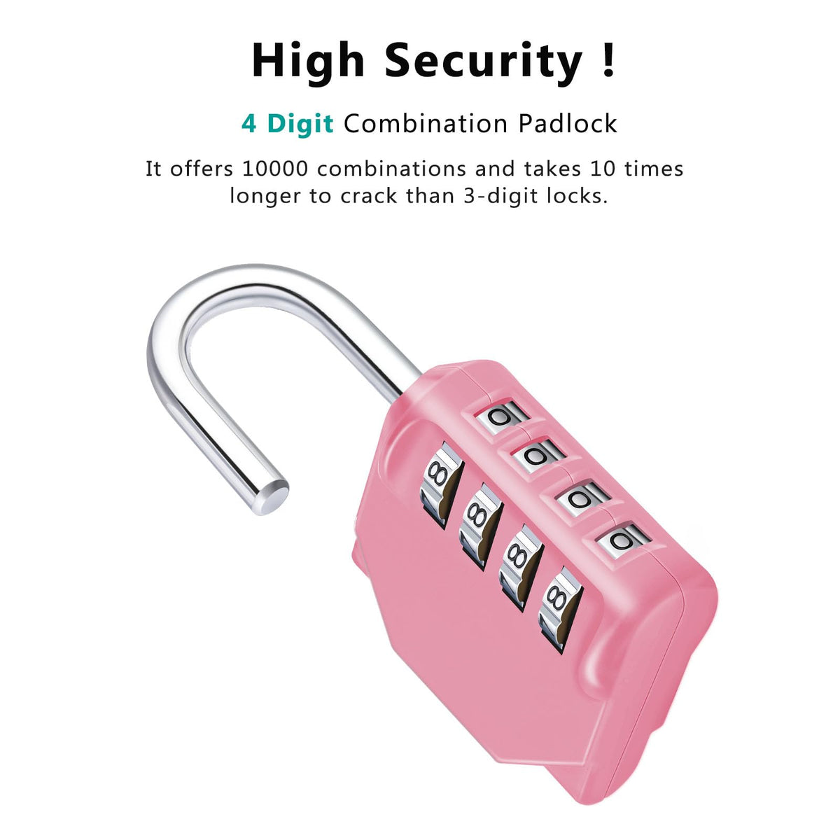 ZHEGE Combination Lock, 4 Digit Combination Padlock Outdoor, School Lock, Gym Locks (Pink)