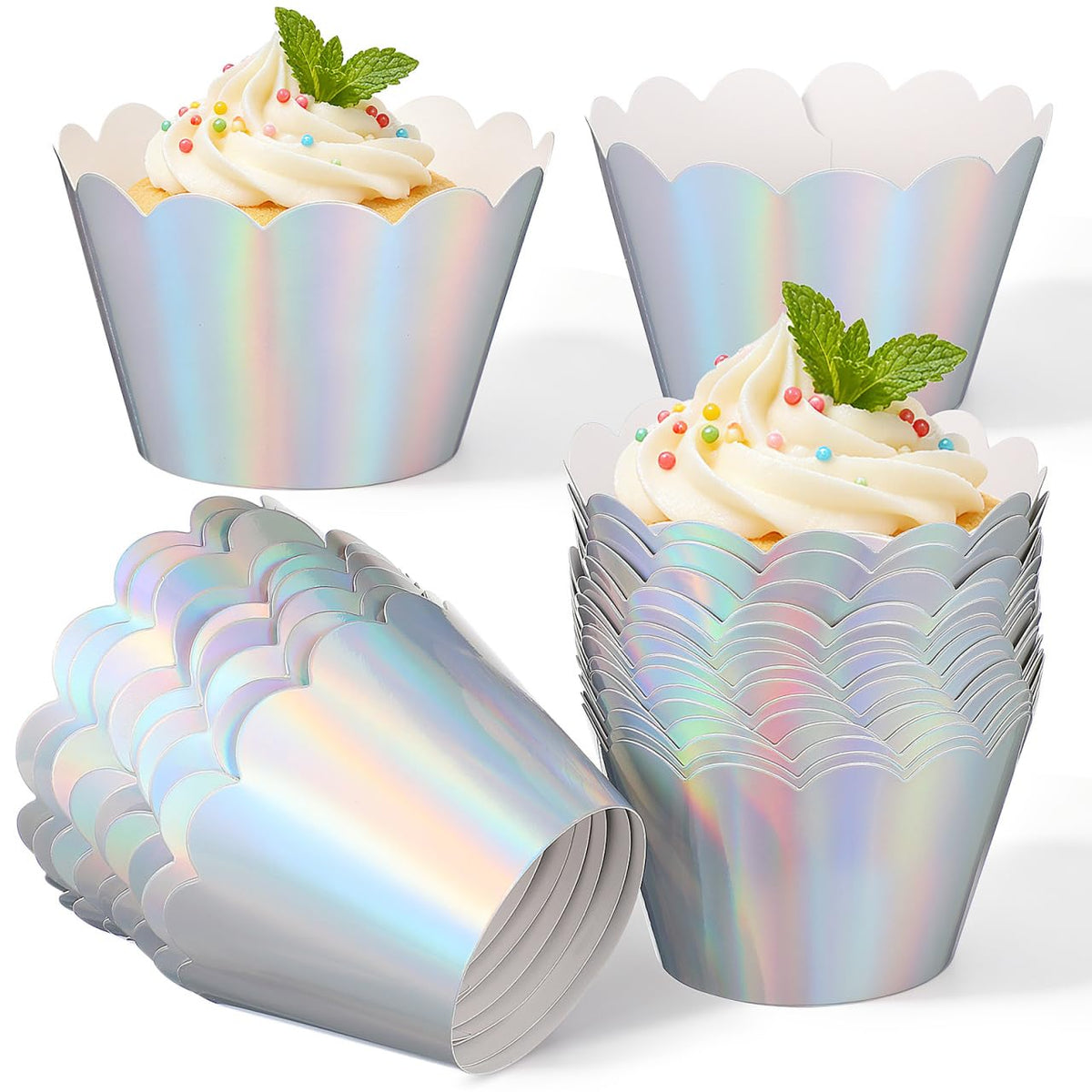 48Pcs Rainbow Cupcake Liners Cupcake Wrappers Holders Muffin Liners Baking Cups Papers Baking Cups for Wedding Birthday Party Decoration