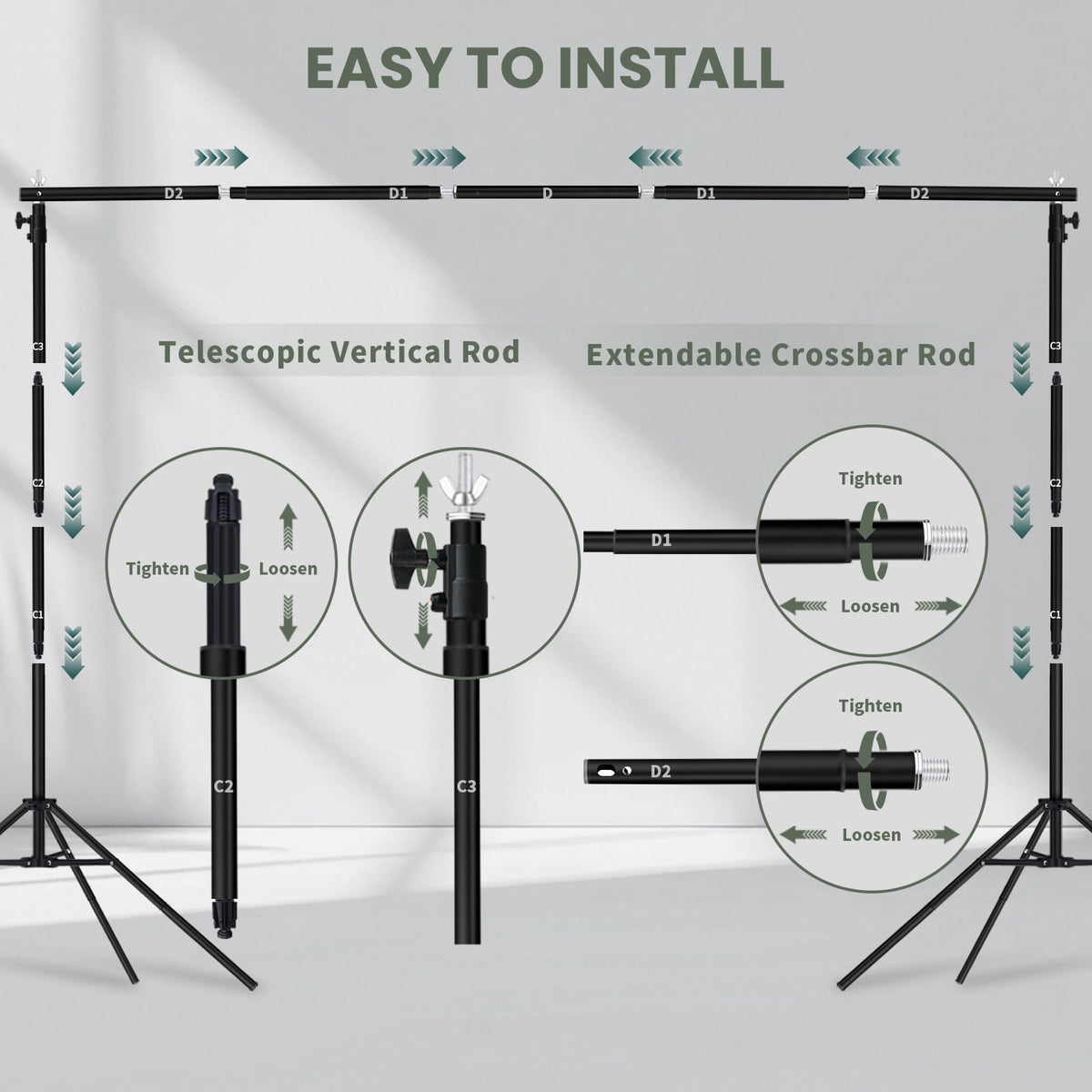 10x7 ft Backdrop Stand, Maxztill Adjustable Photo Studio Background Stand Support Kit, Banner Stand for Parties Wedding Photography Decoration with Carrying Bag