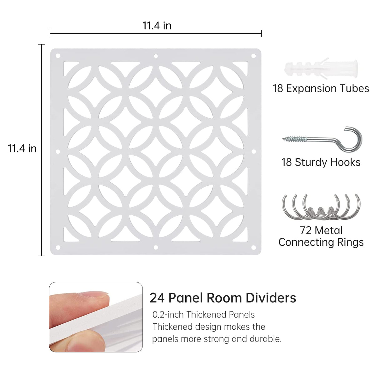 Boshen 24PCS Hanging Room Divider Wall Screen Panel Room Divider Panels Privacy Screen Divider Home Decor for Living Room Bedroom Home Office Restaurant Decor-White02