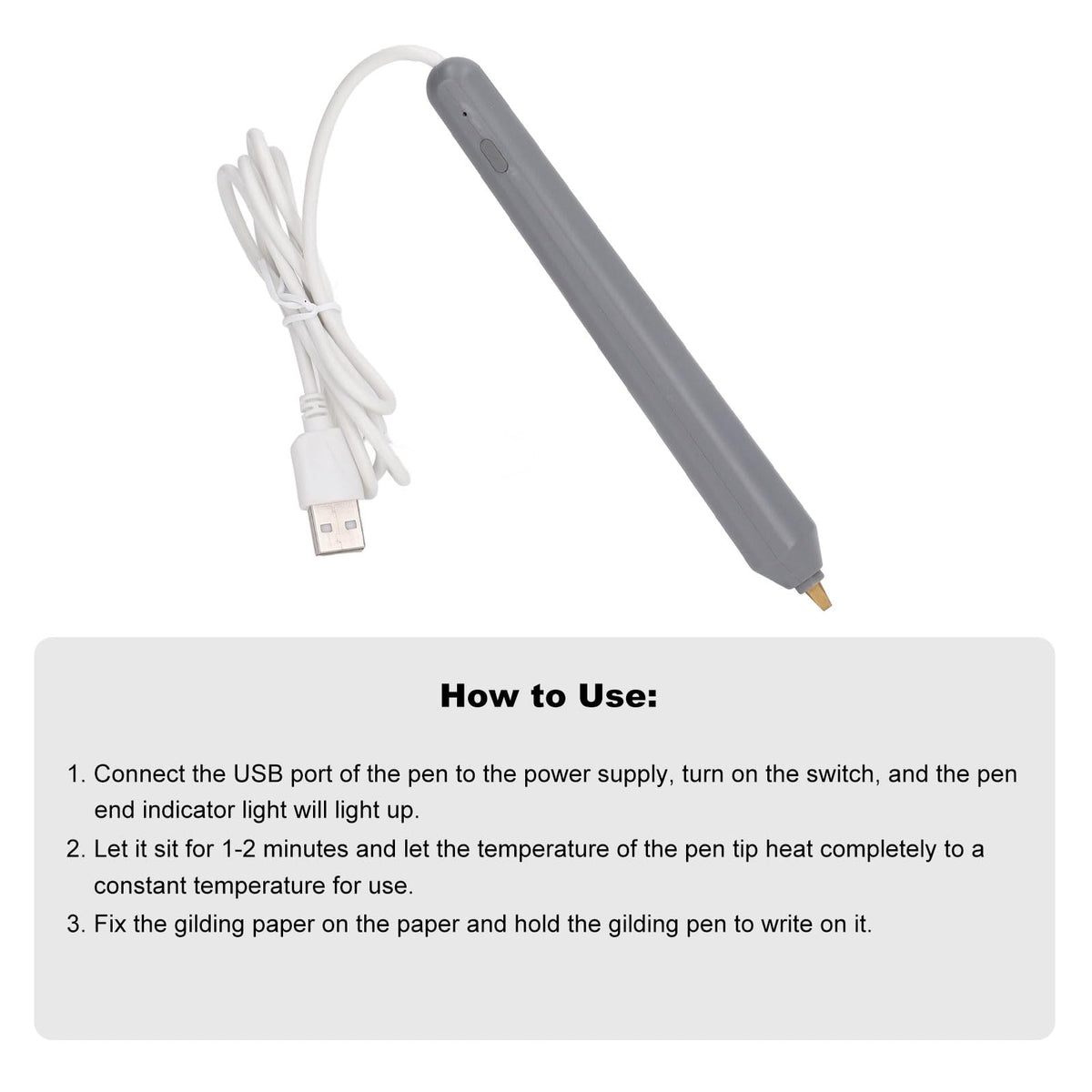 Foil Stamping Pen 4 Pack Different Tips Easy USB Power Supply Heat Foil Pen for Plastic