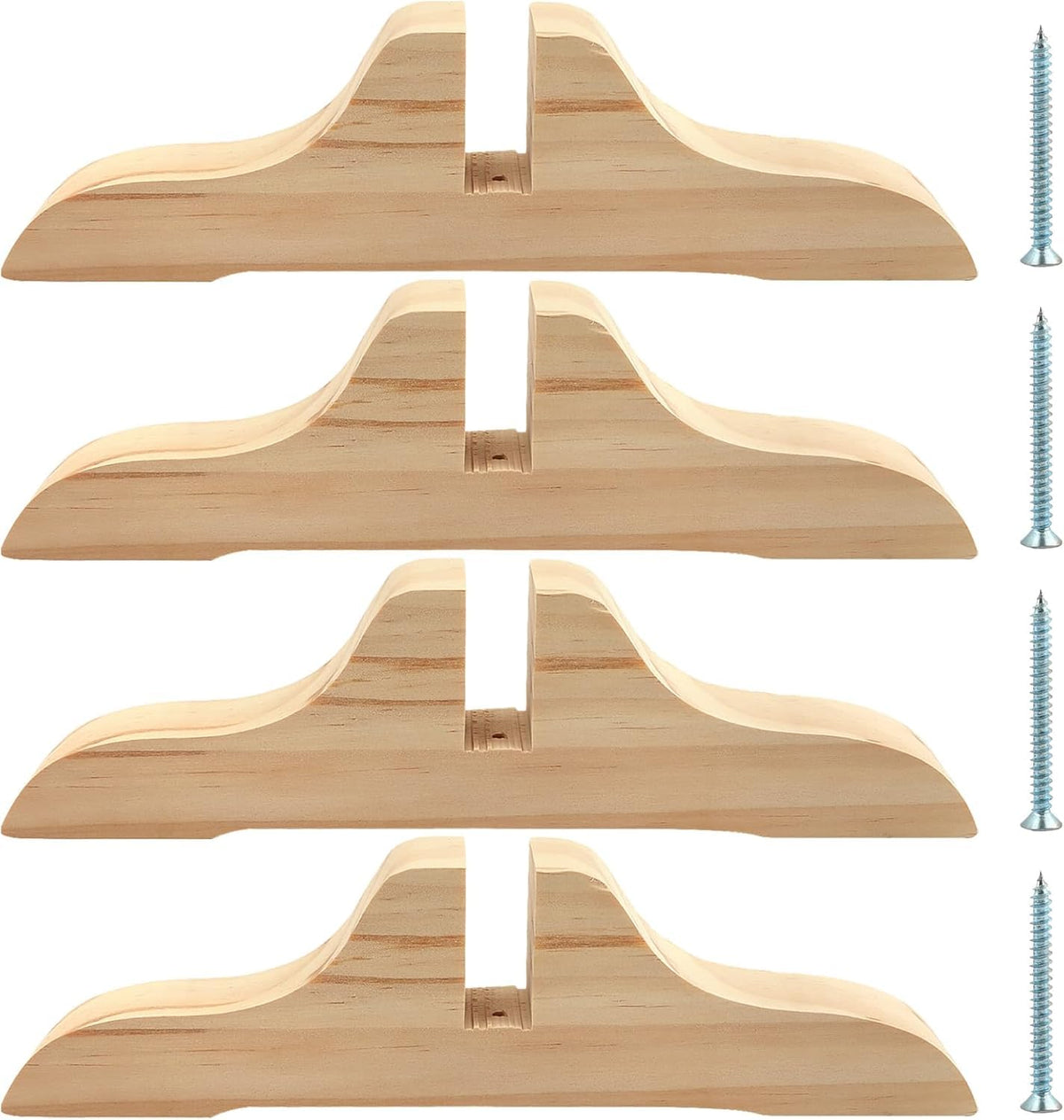4pcs Folding Room Divider Stand,Wooden Room Divider Stand with Screws,Folding Privacy Screen Holder, Room Screen Holder Feet Partition for Hotel Home Office (Wood)