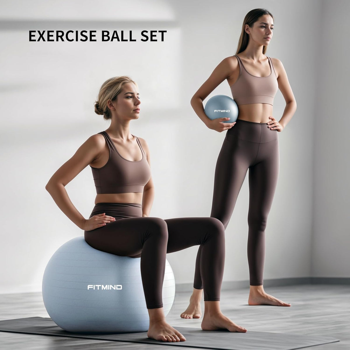 FITMIND Yoga Ball set-55cm&25cm（Blue）