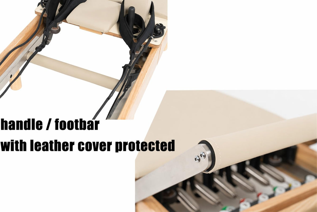 nexace Pilates Reformer Machine, Wood Foldable Pilates Machine Equipment for Home Workout