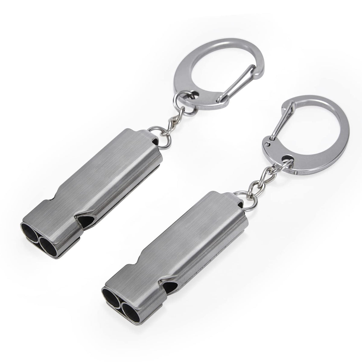 Whistle for Coaches Teachers, Emergency Survival Stainless Steel Whistles 2 Pack with Keychain for Referee Train Hiking Sports Boating Kayak Life Vest Jacket Lifeguard Outdoor Security (Silver)