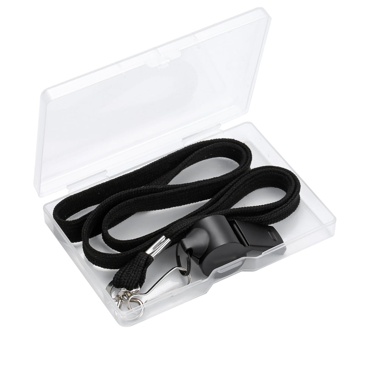 JCKHXG Whistle,2pcs(Black+Silver) Stainless Steel Whistle and Lanyard, Clear Bright and Loud Crisp Sound Whistle Ideal for Coaches, Referees, and Officials