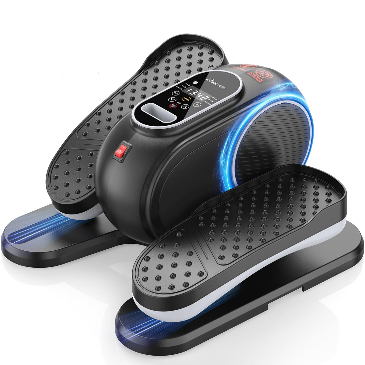 ANCHEER Under Desk Elliptical, 24-in-1 (12 Auto & 12 Manual) Elliptical Machine with Wireless Remote&Dual-Direction, Quiet Compact Leg Exerciser for Home Office(Black)