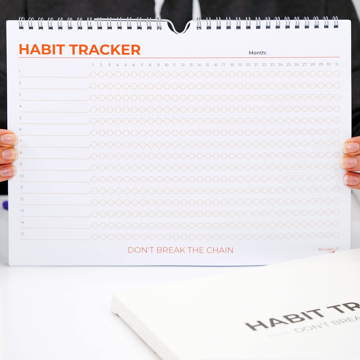Hadigu Habit Tracker Calendar (Undated 12 Month) Colorful Motivational Design, Spiral Bound and Hanger, A4 Size (8,3"x11.7") Quality Heavy Paper, Monthly Habit Tracker Journal, Goal Tracker, Workout