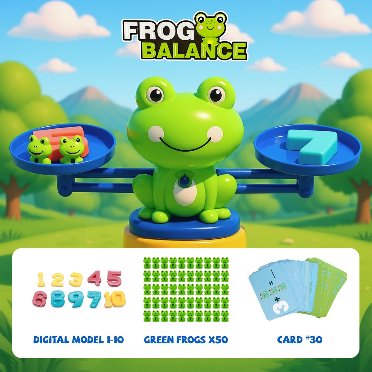Snugzy Frog Balance Counting Toys, Number Counting Scale Games for Kids Cool Math Learning Games for Boys and Girls Preschool Kindergarten Learning STEM Montessori Educational Toys for 3+ (93 PCS)