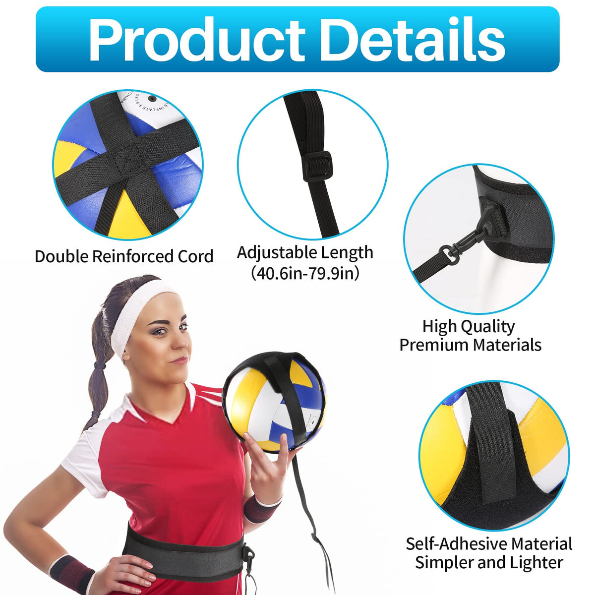 Volleyball Training Kit for Solo Practice, Adjustable Volleyball Serve Trainer, Volleyball Training Equipment for Serving, Setting & Spiking, Volleyball Training Aids, Gift for Teen Girls & Boys