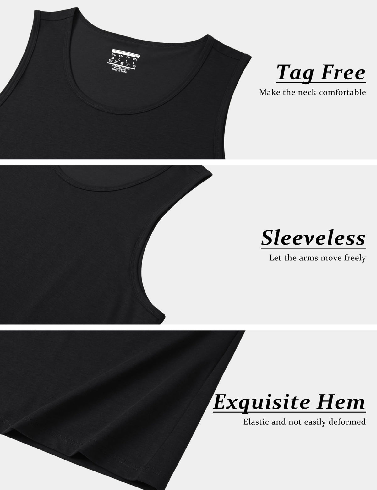 MAGCOMSEN Mens Black Tank Tops UPF 50+ Sun Protection Moisture Wicking Muscle Sleeveless Shirts Lightweight Breathable Cut Off Shirts L