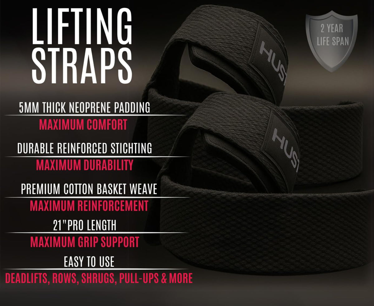 Lifting Straps for Weightlifting & Deadlifts – 21" Wrist Straps with Thick Neoprene Padding – Pro Heavy Duty Gym Wrist Wraps for Powerlifting, Bodybuilding & Strength Training for Men & Women (STEALTH)