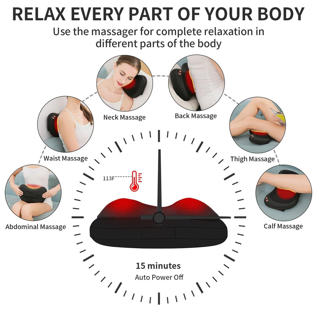 iKristin Back Massager, Shiatsu Neck Massager with Heat, Electric Back Massager for Shoulder, Back, Leg, Deep Tissue Kneading Massage to Relief Muscles, Massage Pillow for Mom/Dad/Women/Men M