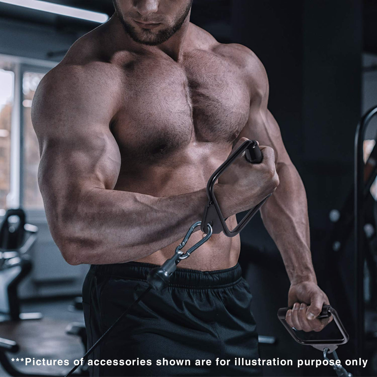 Yes4All Black D Row Handle Cable Attachment for Weight Workout, Cable Machine Accessories for Home Gym