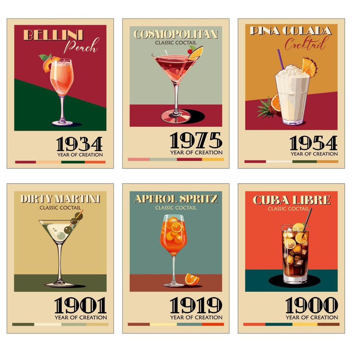 Amaieuin 6 Pack Paint by Numbers Kit for Adults Beginner,Cocktail Paint by Number Adult,Easy Adult Paint by Numbers for Home Decor Gift 12x8in