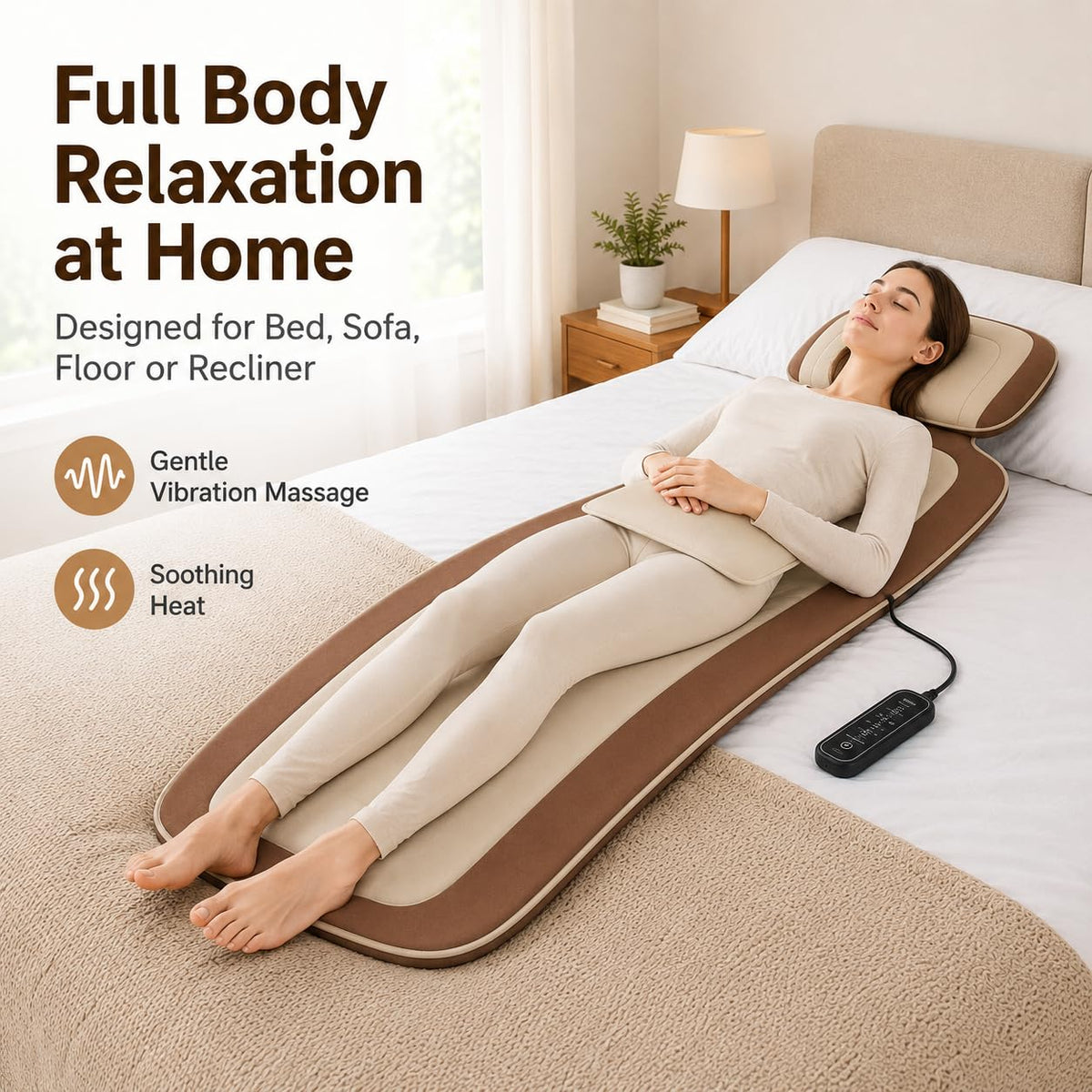 Full Body Massage Mat with Heat, Back Massager for recliner with Lumbar Support, Heating & Vibration, Massage Chair Pad for Seniors, Office Workers & Family, Fatigue & Pain Relief in Office, Home