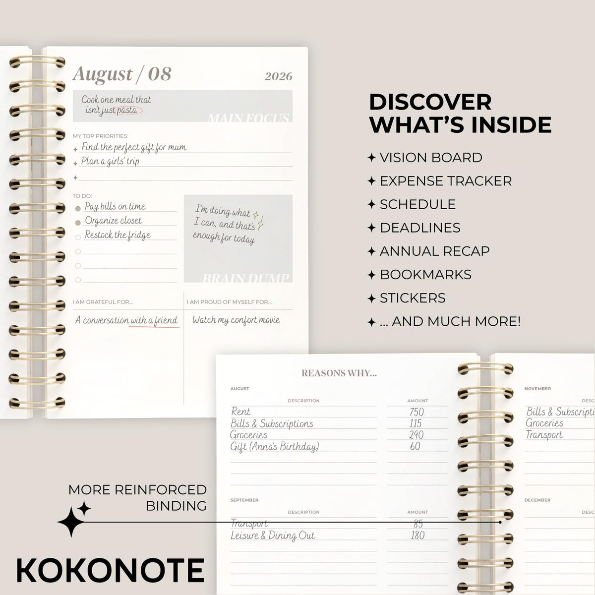 KOKONOTE Planner 2026-2027 Van Gogh - Planner for Women 17 Month (Aug 26/ Dec 27) | Weekly & Monthly Academic Planner 2026-2027 | 6.4" x 7.9" | Hardcover Agenda 2026 | Thick paper 120 g/m²
