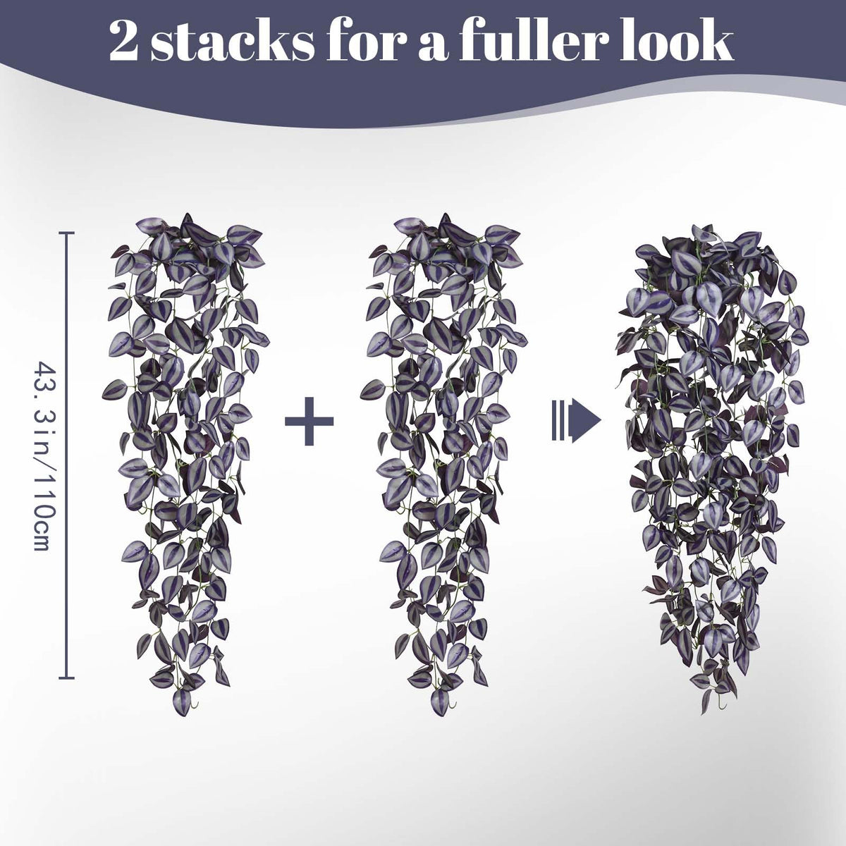 BLEUM CADE Fake Hanging Plants, 4pcs Artificial Hanging Plant, Faux Deep Purple Vines Hanging Plant for Wall Home Living Room Indoor Outdoor Halloween Decor (No Baskets)