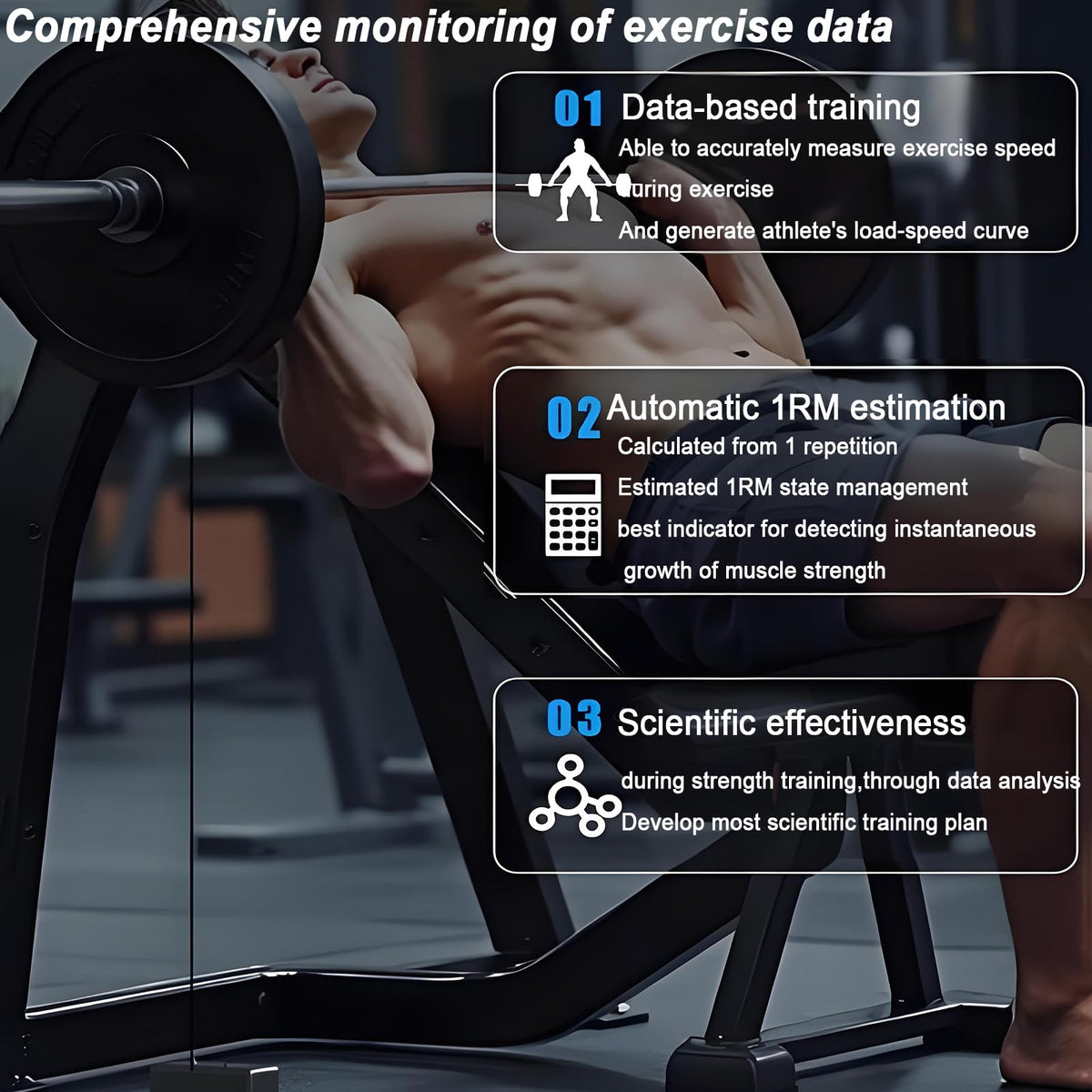 Velocity Based Training Device,Vertical Jump Tester w/APP Control and Voice Tips, Barbell Speed/Power/1 RM/Fatigue Test/Explosive Force,50H of Battery Life