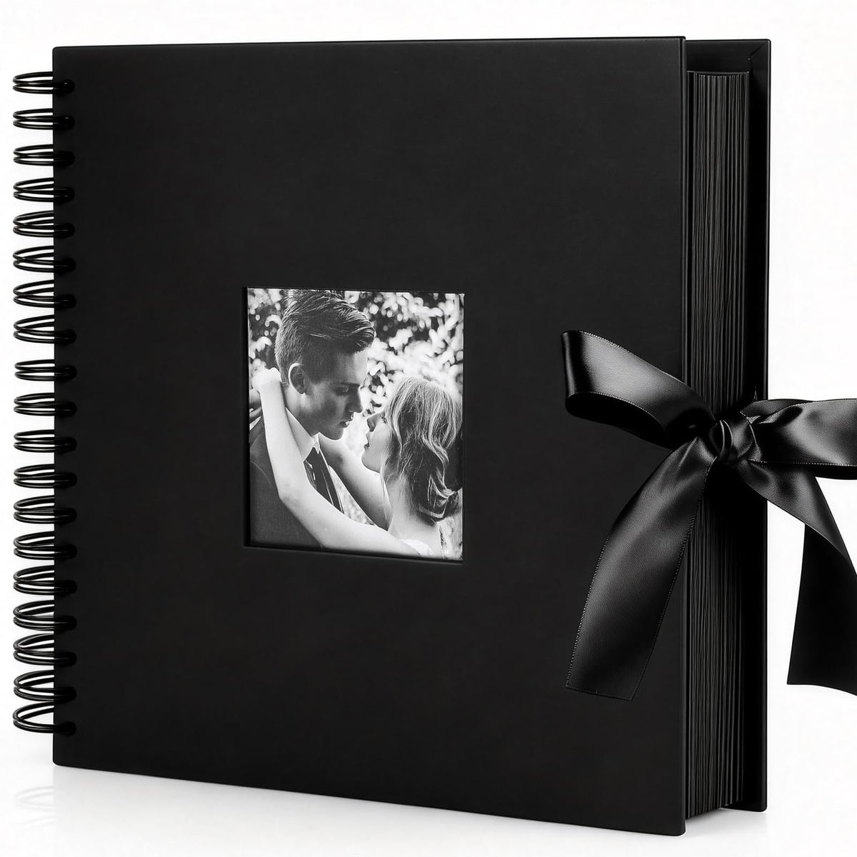 INNOCHEER Photo Album - Self Adhesive 80 Black Pages, Large Scrapbook Wedding Guest Book for DIY Anniversary Travel Memory Scrapbooking (Black 12 x 12)