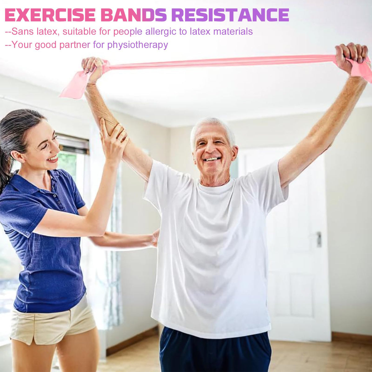 Resistance Bands, 5 Pcs Exercise Bands Elastic Stretch Bands for Fitness Yoga Pilates Stretching Strength Training, Workout Bands for Women and Men Home Gym