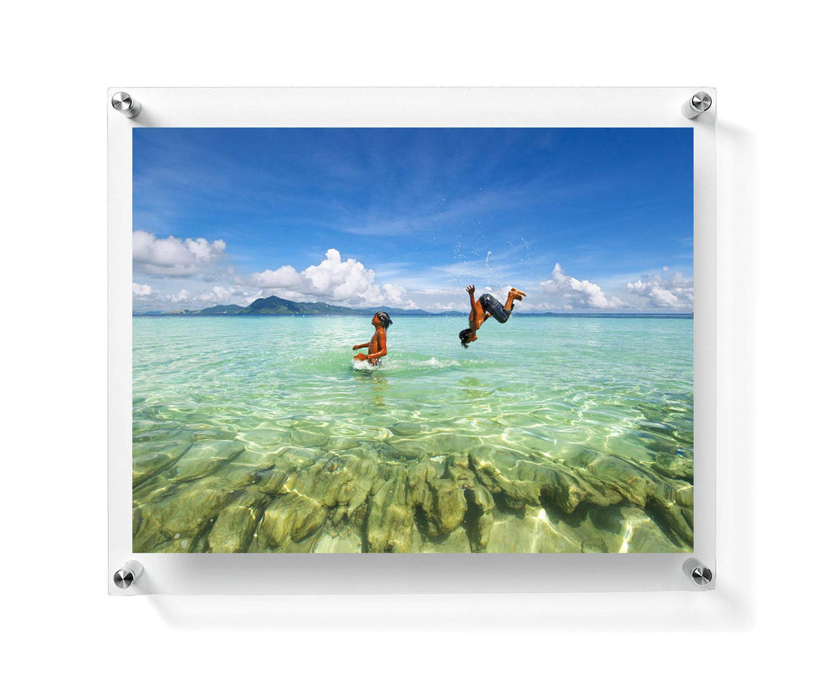 6x8 Floating Acrylic Picture Frame With Chrome Standoff Double Panel Wall Mount Photo Frame for Picture Up To inches (Inner Max Size is 6x8 inch)