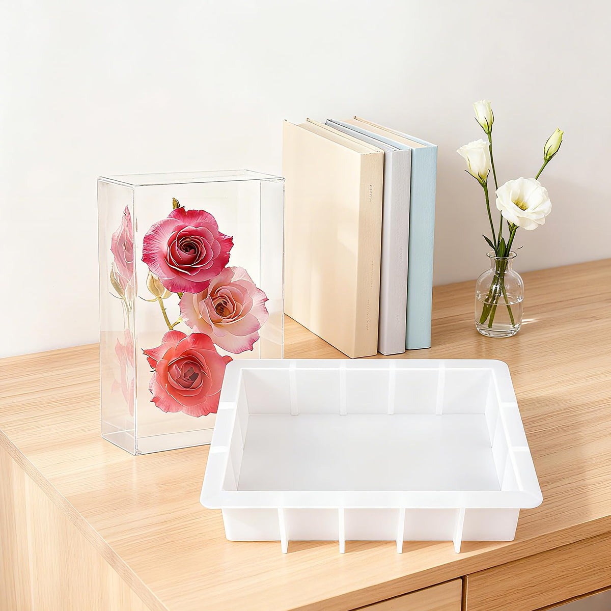 Large Rectangular Resin Molds 4PCS Epoxy Resin Casting Craft Mold Crystal Deep Casting Epoxy Mold for Flower Preservation Bookends DIY Art Home Décor, DIY Wedding Bouquets