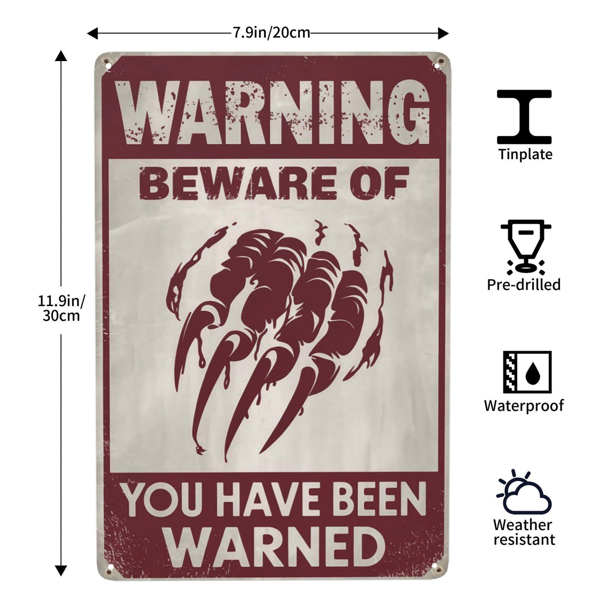 8x12 Inch Metal Sign Halloween Warning Beware You Have Been Warned Retro Wall Decor For Front Entry Porch Hallway Garage Party Room And Halloween Wall Display Spaces