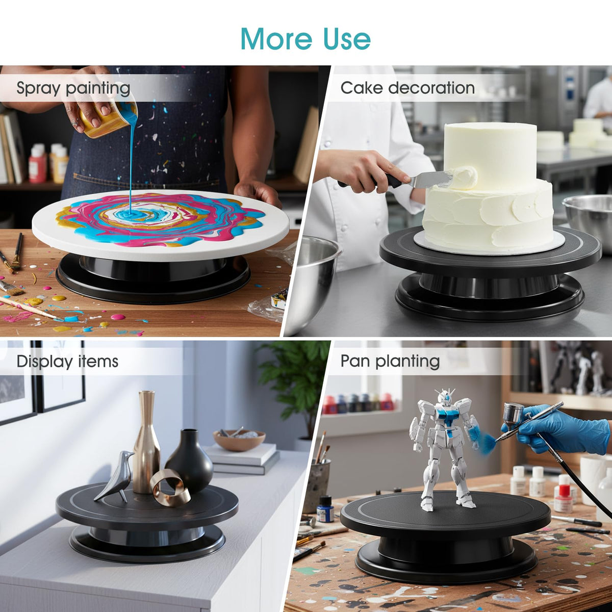 Armrouns 11 Inch Cake Stand, Rotating Cake Turntable for Decorating, Display & Baking, Smooth Revolving Spinner Stand