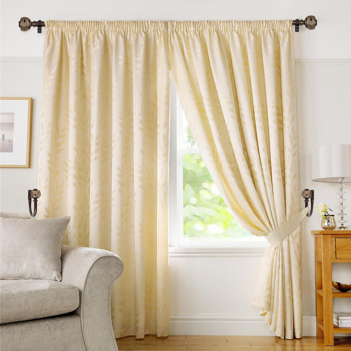 USFOOK 2 Pack Bronze Curtain Holdbacks, Decorative Window Drapery Tiebacks (2 Pack/1 Pair), Curtain Tie Back Hooks for Wall with Leaf Finials (3.95" L x 3.4" W)